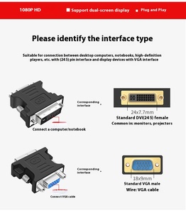 Precio de fábrica Adaptador DVI a VGA DVI Macho a VGA Adaptador hembra 1080P Conector de video 24 + 1 Pin para monitor Proyector de computadora - Product Image 4