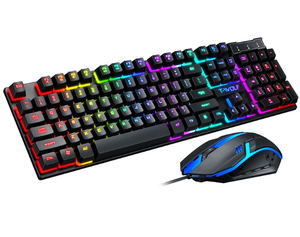 Juego de teclado y ratón para videojuegos, conjunto de teclado con cable y retroiluminación, impermeable, para juegos de ordenador - Product Image 1