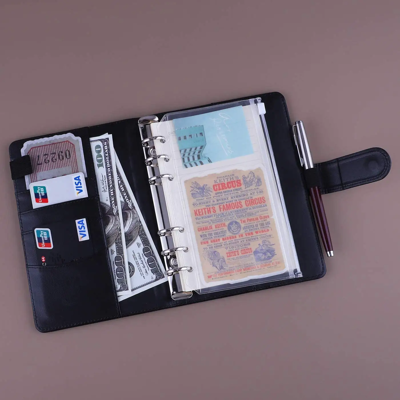 A6 PU Leather Notebook Binder Refillable 6-Ring Budget Binder für A6 Filler Paper