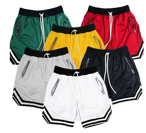 Basket sport cinque pantaloncini nero rosso bianco Anti-pilling traspirante ad asciugatura rapida sciolto Fitness basket cinque pantaloncini