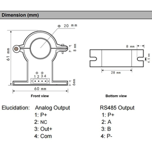 QNDBK1-20 uscita RS485 ingresso AC DC 20A 30A 50A 100A 200A 500A nucleo Modulare trasduttore corrente trasformatore ct hall sensore di corrente - Product Image 5