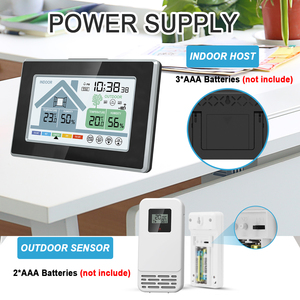 Pantalla táctil LCD Reloj digital Color Estación Meteorológica Inalámbrica Medidor de humedad de temperatura exterior interior con sensor exterior - Product Image 6