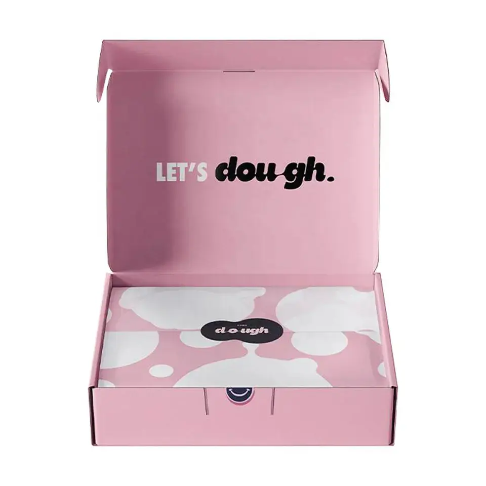 Scatole di spedizione per imballaggio di abbigliamento cosmetico rosa per aerei di dimensioni assortite stampate con Logo personalizzato