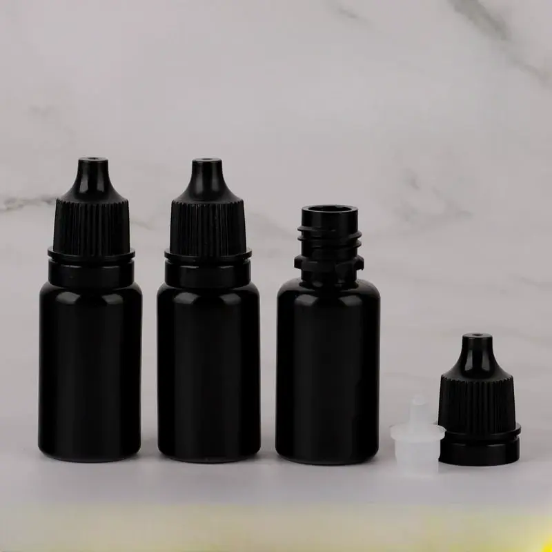 10ml 30ml 50ml preto PE plástico macio pequeno conta-gotas espremer garrafa