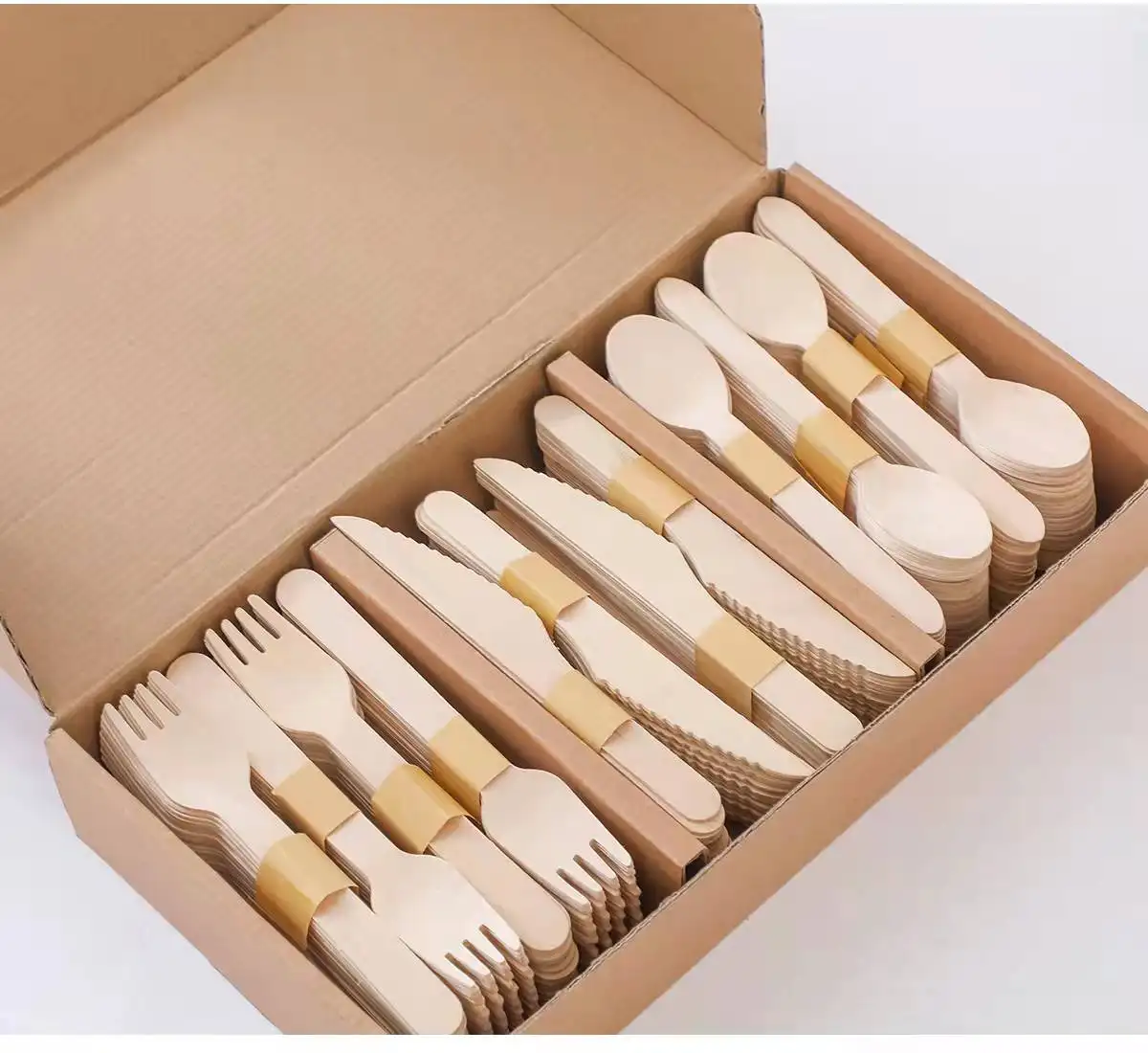 Disposable Biodegradable flatware Wholesale bamboo Spoon Cutlery Sets Bamboo Knife Fork Spoon Cutlery Set