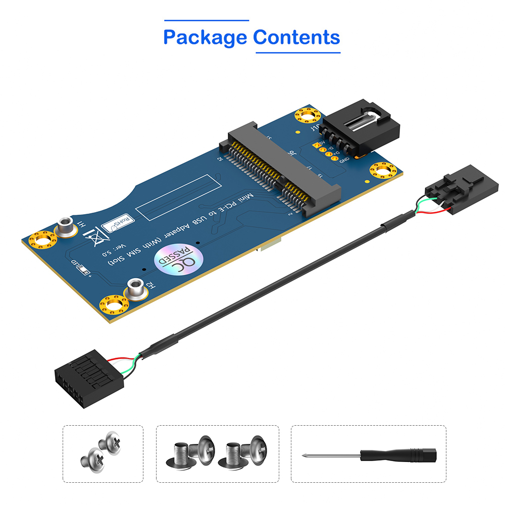 สีฟ้า --- อะแดปเตอร์ Mini PCI-E เป็น USB