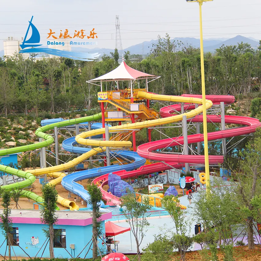 Skin Raft Spiral Water Slide Used Swimming Pool Slide for Sale Giant Fiberglass Children and Adults Aqua Park Fiber Glass CN;GUA