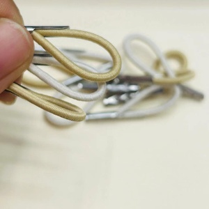 Venta al por mayor, tamaño personalizado, 2mm de espesor, Beige, púas dobles, cuerda elástica, extremo de Metal, etiqueta del Tesoro para prendas, púas dobles elásticas - Product Image 3