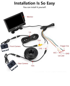 Monitor de pantalla dividida de entrada de vídeo de 2 canales de 7 pulgadas con 2 uds 1080P AHD cámara de respaldo sistema de conducción segura para camión - Product Image 5