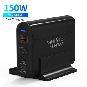 150瓦4端口PD块充电器，带3端口usb-c多端口USB集线器适配器，适用于笔记本电脑MacBook联想iPhone Galaxy
