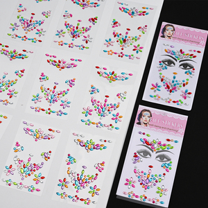 12 Cái/Bộ 3D đầy màu sắc Rhinestone tinh thể kim cương mặt dán tự dính mắt cơ thể jems sricker DIY sao tình yêu mặt Sticker - Product Image 5