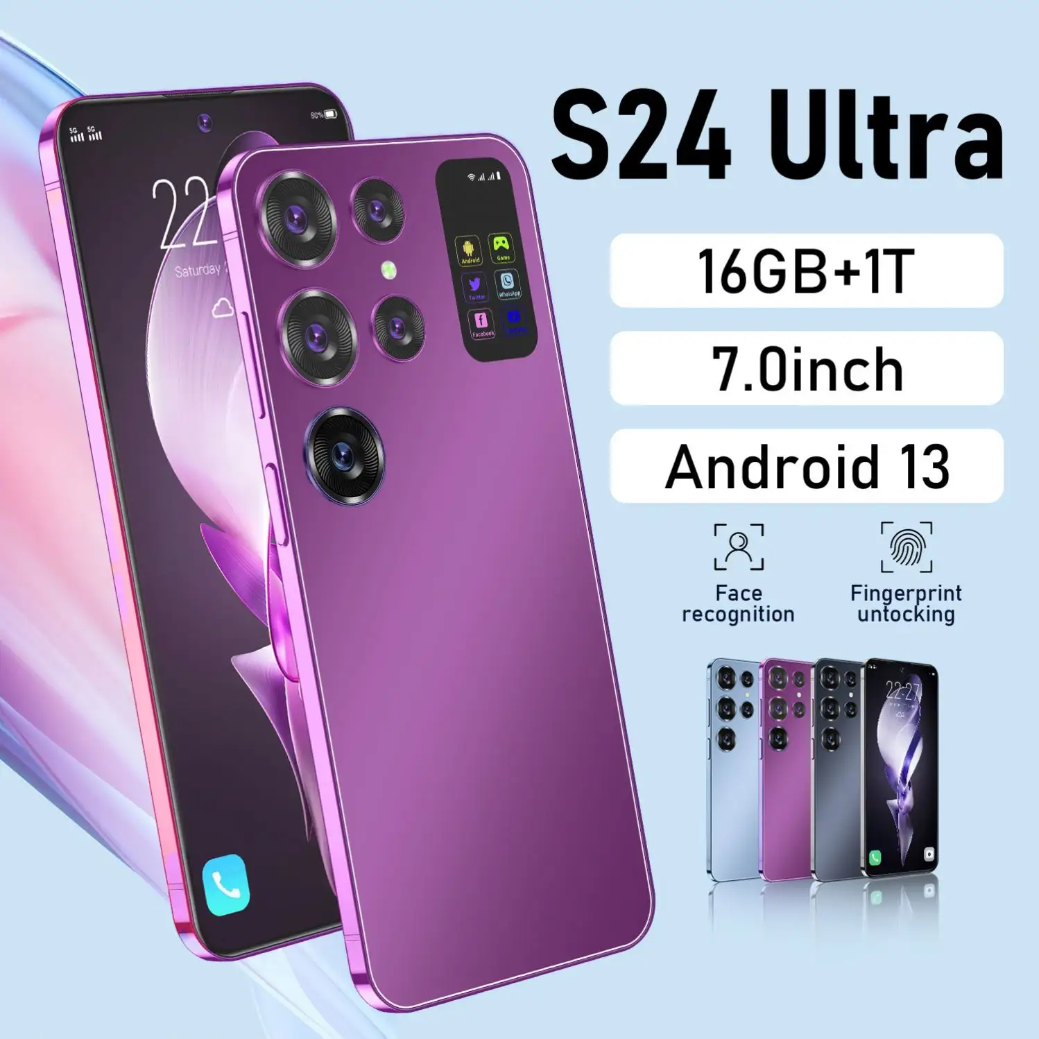 Nuovissimo S24 Ultra 6.8 pollici Full Screen 16 + 512GB telefoni cellulari Android con Stylus Face ID sbloccato cellulare