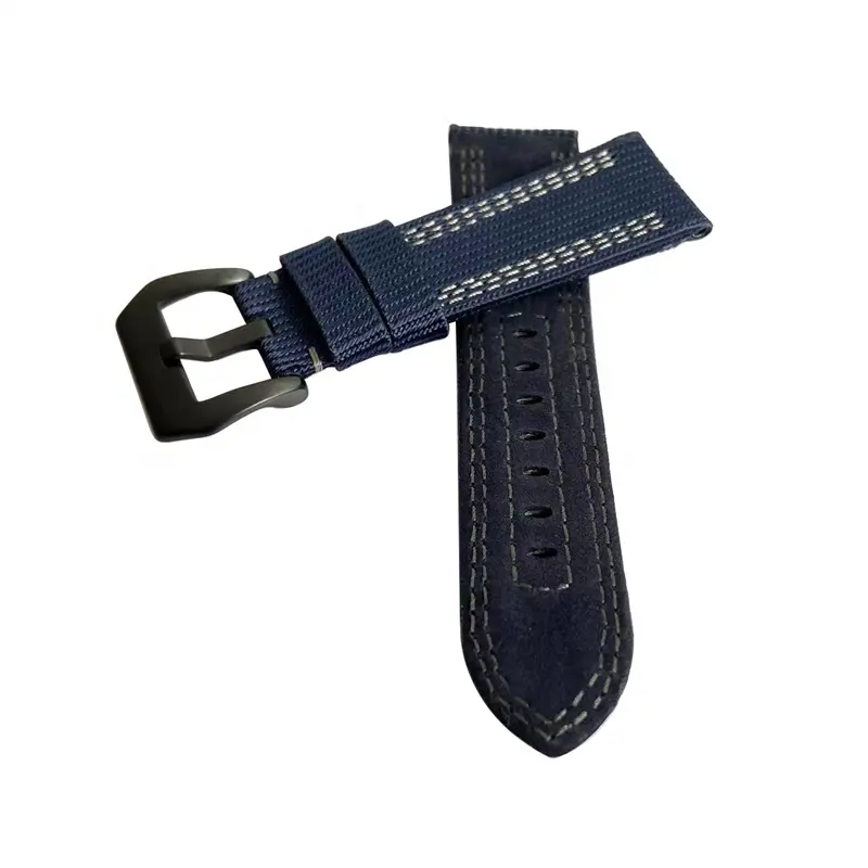High-quality custom blue black universal 22 24 26mm fabric nylon replacement watch band strap for Panerai
