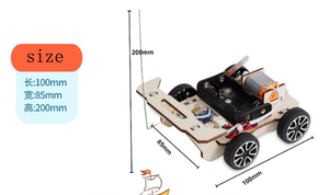 ウッドモデルハンドメイドDIYおもちゃワイヤレスリモコンカーSTEMおもちゃ科学実験キットテクノロジー子供のためのパズルおもちゃ