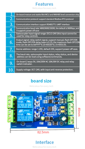 Modbus RTU 7-24V Anti-reverse <strong>Relay</strong> <strong>Module</strong> RS485/TTL 2 Channel 485 Switch <strong>Input</strong> 2 Way Optical Coupler 12V <strong>Output</strong>