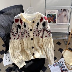 女圆领针织彩色袖待售服装针织开衫时尚女式毛衣
