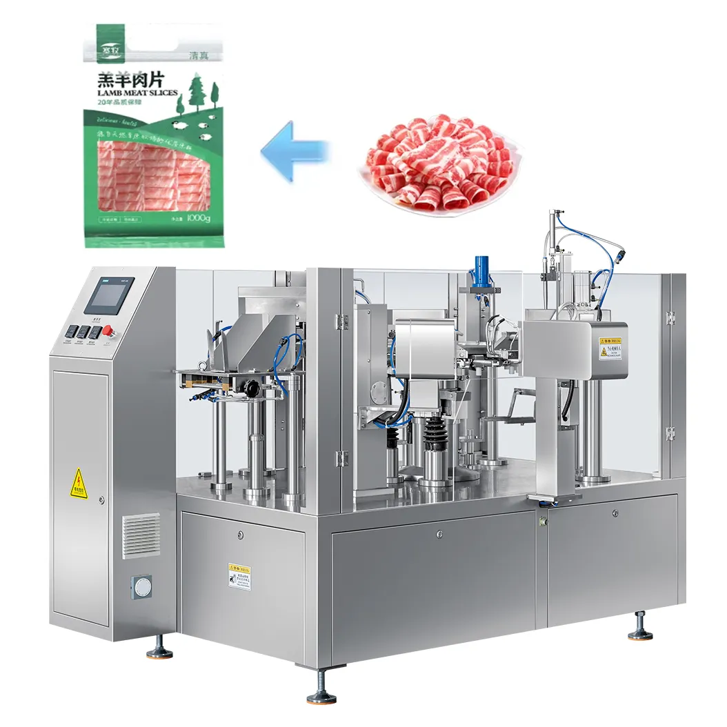 Automatische Gefrierprodukte-Wagen- und Verpackungsmaschine Hühnerfleisch Verpackungsmaschine für Rindfleisch