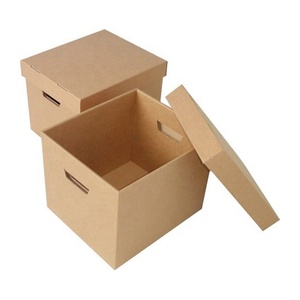Caja de almacenamiento de archivos plegable de cartón corrugado con asa de tamaño personalizado al por mayor para mudanza - Product Image 3