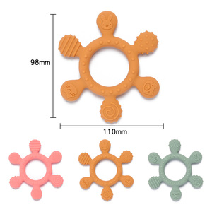 Bán buôn bé Đồ chơi cấp thực phẩm Silicone <span class=keywords><strong>Teether</strong></span> bé mọc răng vòng 2-in-1 <span class=keywords><strong>Teether</strong></span> Đồ chơi bé Rattle đồ chơi - Product Image 2