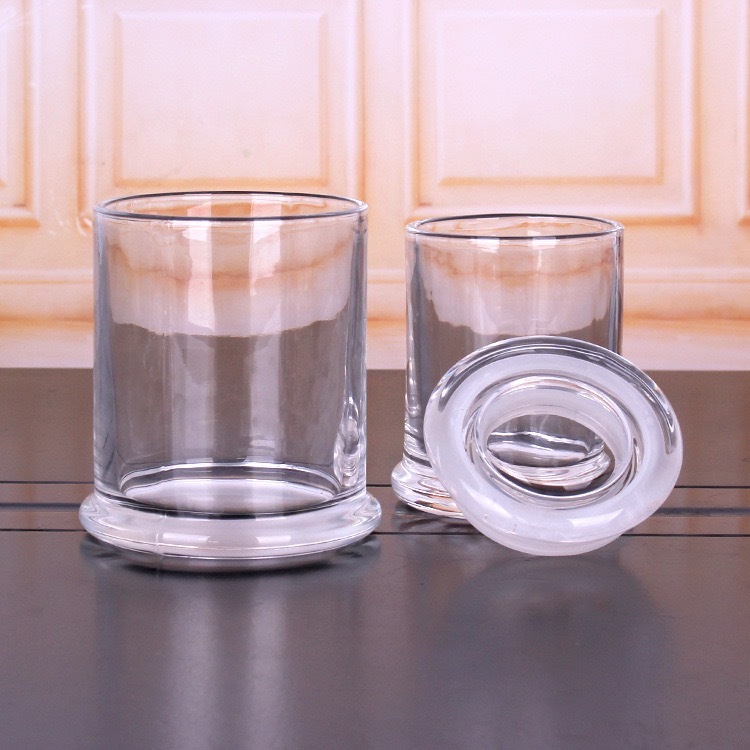 2oz 7oz 12oz Home decor glass jar empty clear glass candle jars with lid