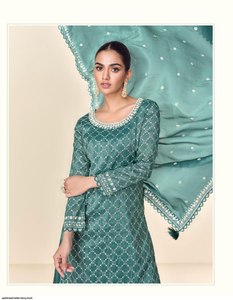 Royal Export Designer Crush Dupatta Salwar Suit Pure Slub with Embroidery Diamond Work Weddings <strong>Pakistani</strong> Style - Product Image 1