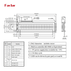 Zeichen anzeige 20x2 LCD-Anzeige Schwarzlicht 5V Mono Farbe 2002 LCD-Modul - Product Image 3