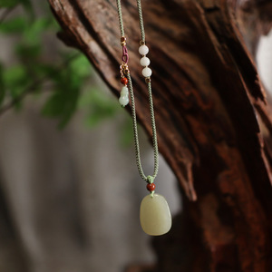 Hetian <strong>Jade</strong> Pendant Classic Religious Gold Alloy Pendant Customizable Religious Pattern Agate Stone Custom Logo for Children - Product Image 1