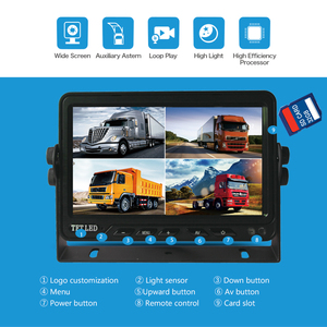 10.1inch Vehicle Bus Truck Car Monitor Split Screen Quad Image Recording Monitor Vehicle AHD <strong>Display</strong> Monitor - Product Image 5