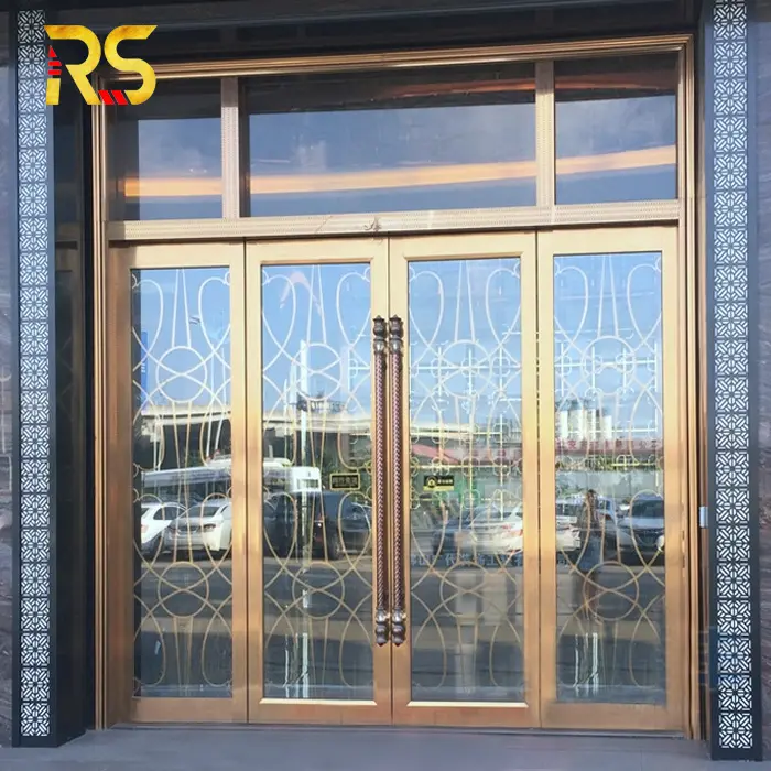 Puerta de seguridad con pantalla de cristal para entrada frontal de Casa exterior, entrada residencial, puertas de acero inoxidable