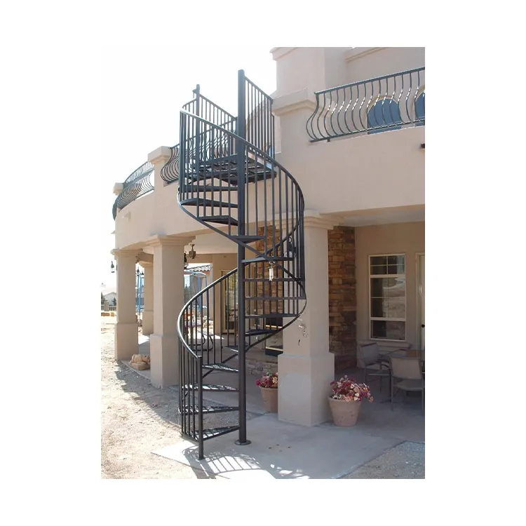 Escalier d'escalier Design moderne de qualité supérieure Utilisé Prix d'escalier en acier en colimaçon ouvert avec marches d'escalier en bois massif