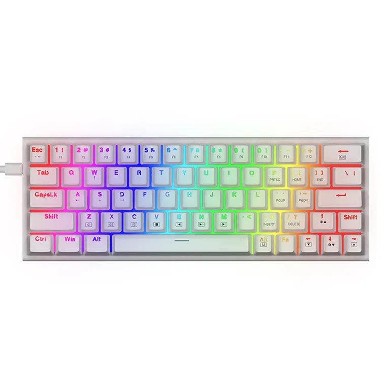 Clavier de jeu mécanique filaire, personnalisé, 60% ou 63 touches, blanc, pour ordinateur PC et portable, rvb, rose