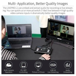 LIVEPRO L1 4 entradas HD producción multicámara USB3.0 mezclador de vídeo multiformato para transmisión en vivo Youtube - Product Image 4