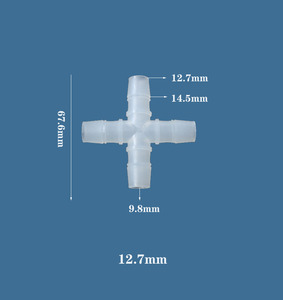 3/8 "พลาสติกพื้นผิวเรียบ PP ข้อต่อแบบหนาม4ทางสำหรับท่ออุปกรณ์ท่อซิลิโคนยืดหยุ่น4วิธี - Product Image 6