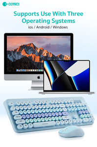 Coteci Văn Phòng Mới Sử Dụng Yên Tĩnh Ergonomic Kích Thước Đầy Đủ 104 Phím 2.4G Đài Phát Thanh Tần Số ABS Nhựa Dễ Thương Bàn Phím Không Dây Chuột Combo - Product Image 3