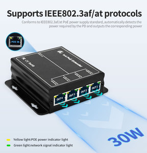 Hengxin POE Repetidor 1 Entrada 4 Salida Extensor PoE estándar 10/100Mbps 5 puertos para Poe Switch Cámara IP CCTV - Product Image 3