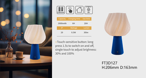 Moderne Luxus tragbare USB-Licht dimmbare Wohnzimmer Nachttisch wiederauf ladbare Restaurant Touch schnur lose 3D-LED-Tischlampen