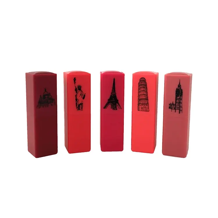 Quadratische leere Plastik lippenstift röhre bunte Serie mit oberer Dekoration