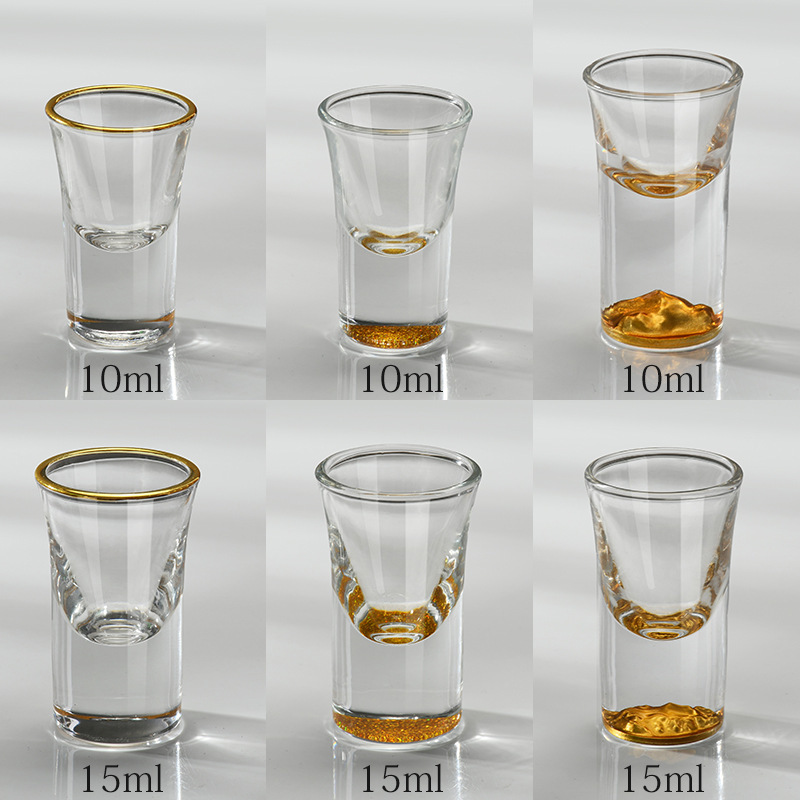 fast delivery 10ml 15ml small wine glass gold rim shot glass