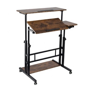 Adjustable Laptop <strong>Table</strong> <strong>with</strong> Wheels Mobile Desk <strong>with</strong> Keyboard Tray Mouse Tray Portable Laptop Cart <strong>with</strong> Shelf <strong>Computer</strong> Desk - Product Image 1