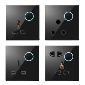 Tipi 86 duvar basın sıfırlama düğmesi anahtarı ile LED ışık akrilik temperli cam panel anahtar priz 1 2 3 4 Gang 1 2 yollu kontrol - Product Image 5