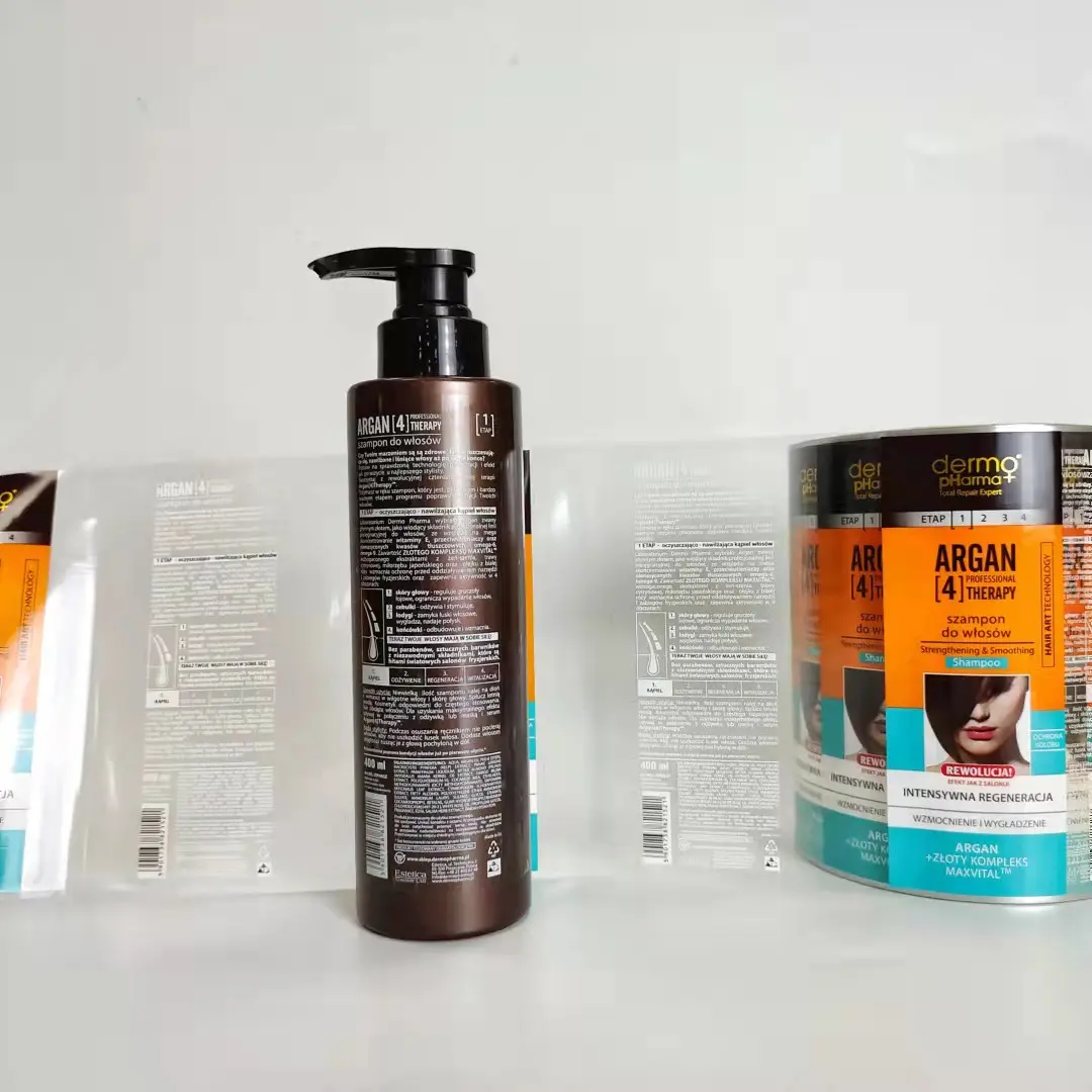 Shampoo per sapone liquido privato personalizzato adesivi trasparenti trasparenti per serigrafia adesivi con logo in vinile impermeabile etichetta per bottiglia di plastica
