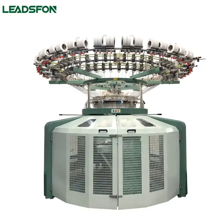 LEADSFON yüksek kazık hız açık genişlik tek Jersey yuvarlak örgü makinesi