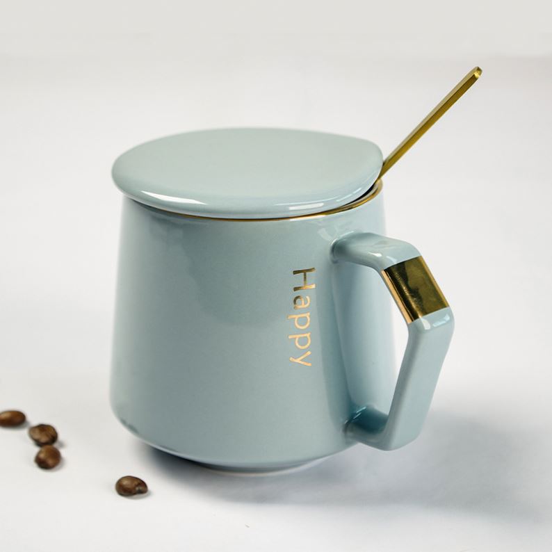 Zogifts Custom Logo Cute Couple Ceramic Travel <strong>Lovely</strong> Coffee Mugs <strong>Cup</strong> With Lid Spoon in Box for Valentine's Day Mug Set Gift - Product Image 1