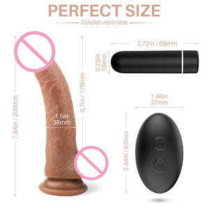 批发遥控振动假阳具-强力吸盘柔软硅胶阴茎玩具，女性成人快乐产品