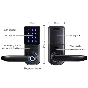 Dijital anahtarsız giriş akıllı ev kilidi TTLock APP ile TUYA WIFI parmak izi akıllı kapı kolu kilidi - Product Image 5