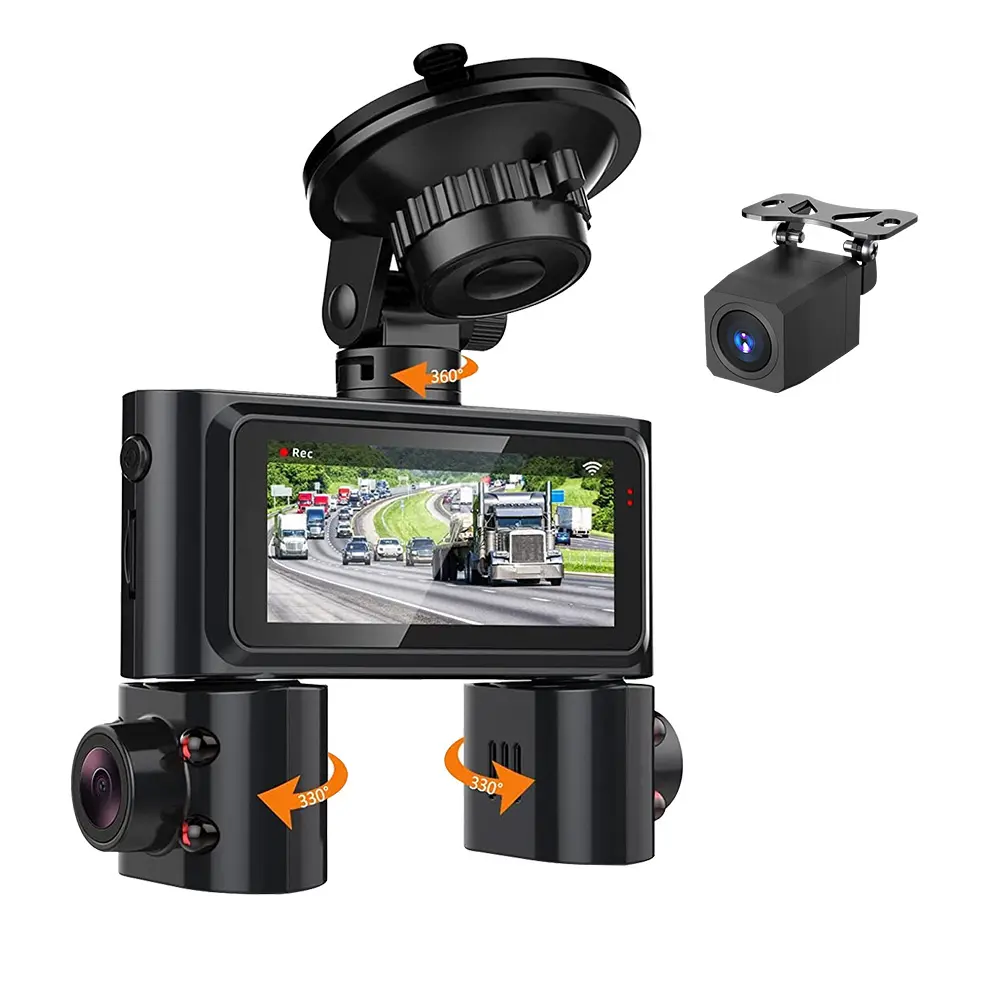 كاميرا داش 4 قنوات مسجل 360 درجة كاميرا داش لبشرة السيارة DVR مسجل مراقبة سيارة مزودة بأربع كاميرات محيطة