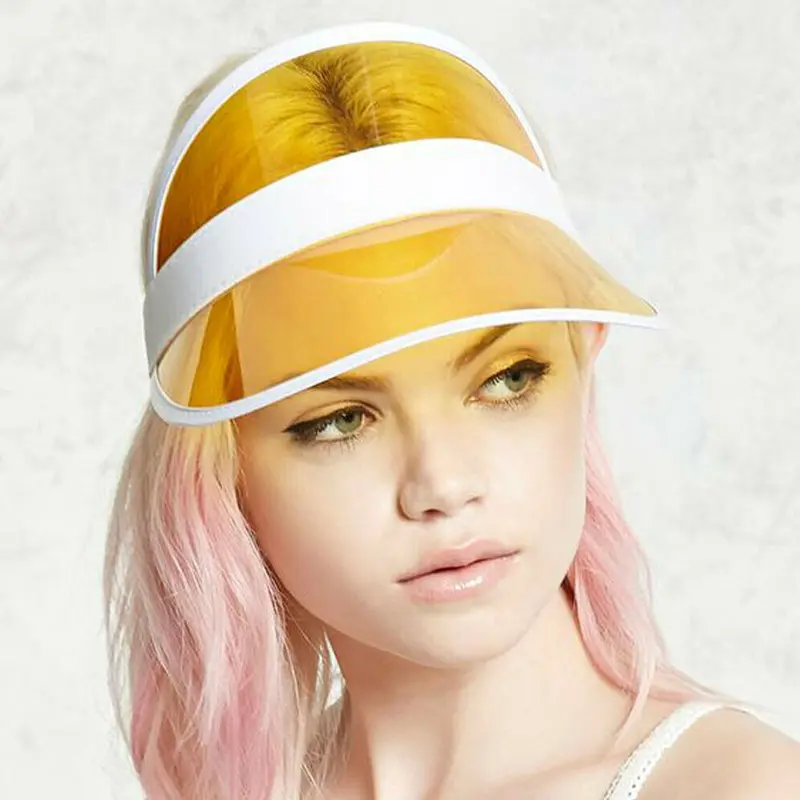 Clássico Multicolor PVC plástico UV proteção chapéu viseira Sun Cap KDM-02