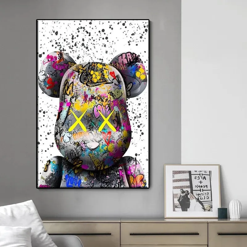 Graffiti dipinti Cartoon Bear Fashion poster e stampe Modern Home Decoration Wall Art Canvas children's Room Cuadros Decor