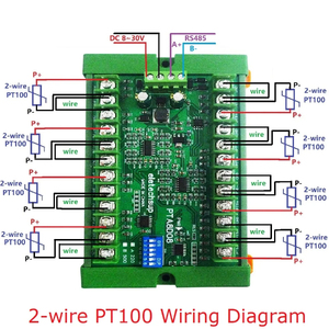 PTA8D08 8CH RS485 PT100 RTD RS485 Módulo de adquisición de sensor de temperatura Modbus Rep NTC K Termopar 8-30V -40 ~ 500 Celsius - Product Image 4