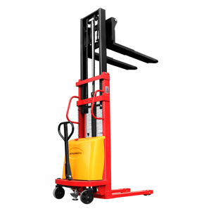 Carretilla elevadora apiladora semieléctrica, elevador hidráulico semiautomático de carga y descarga - Product Image 2